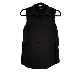 Theory Black Tiered Tank Top 100% Silk